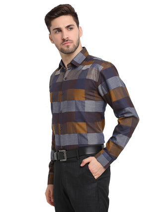 Indian Needle Multicolor Men's Checked Cotton Formal Shirt