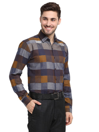 Indian Needle Multicolor Men's Checked Cotton Formal Shirt