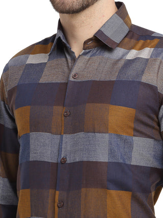 Indian Needle Multicolor Men's Checked Cotton Formal Shirt