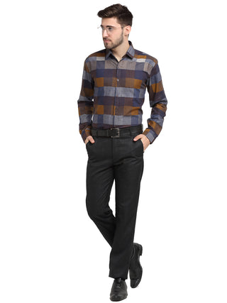 Indian Needle Multicolor Men's Checked Cotton Formal Shirt