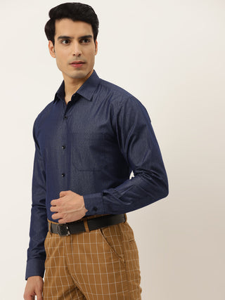 Indian Needle Men's Solid Formal Cotton Shirt