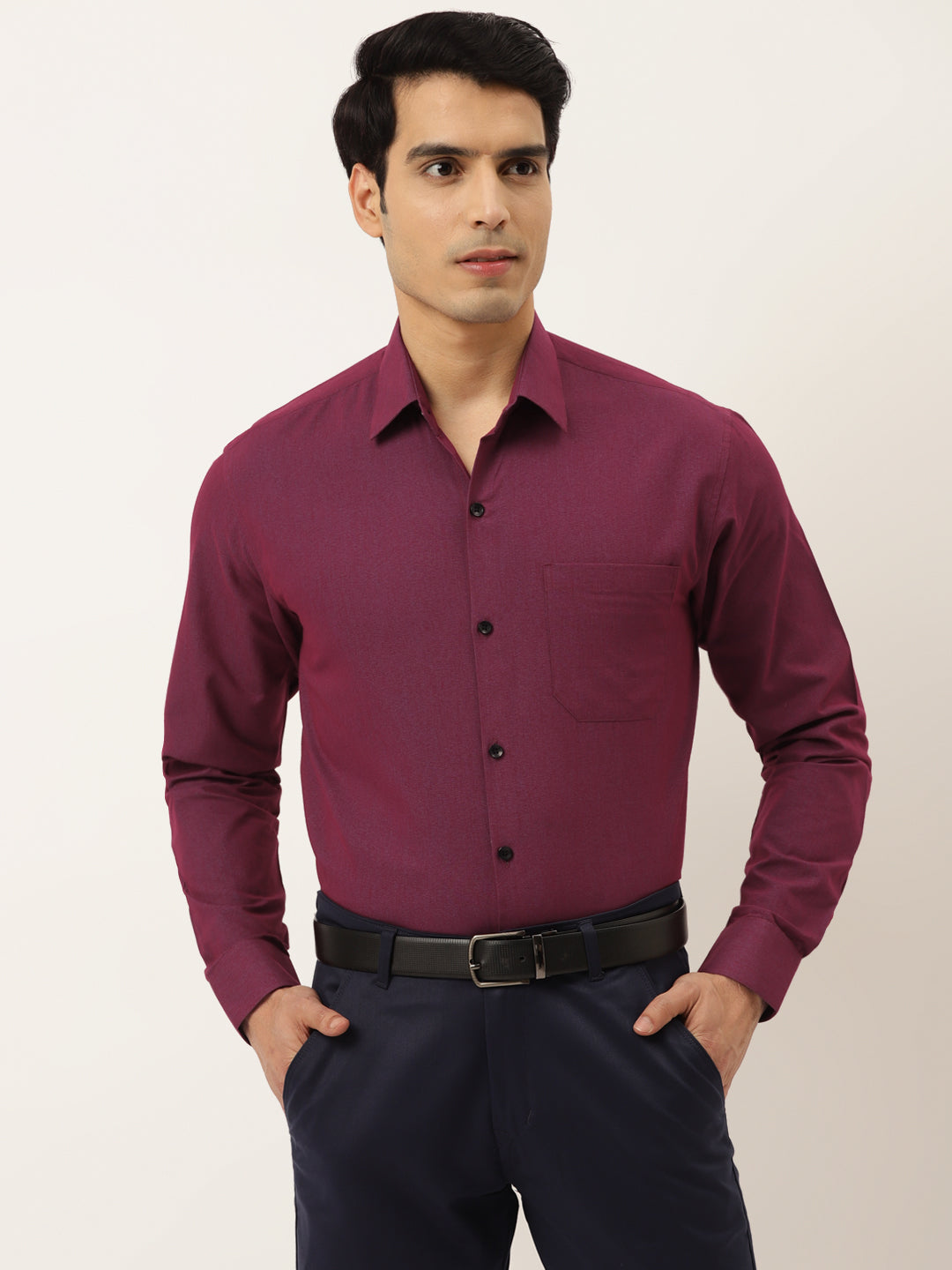 Jainish Men's Solid Formal Cotton Shirt