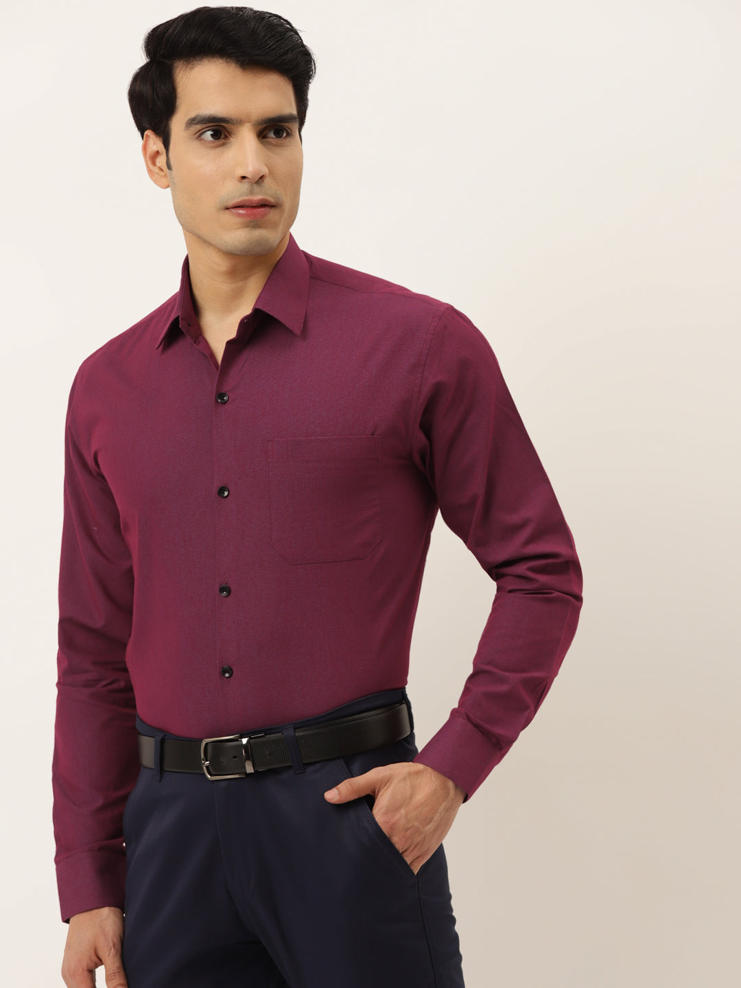 Jainish Men's Solid Formal Cotton Shirt