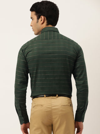 Indian Needle Men's Formal Cotton Horizontal Striped Shirt