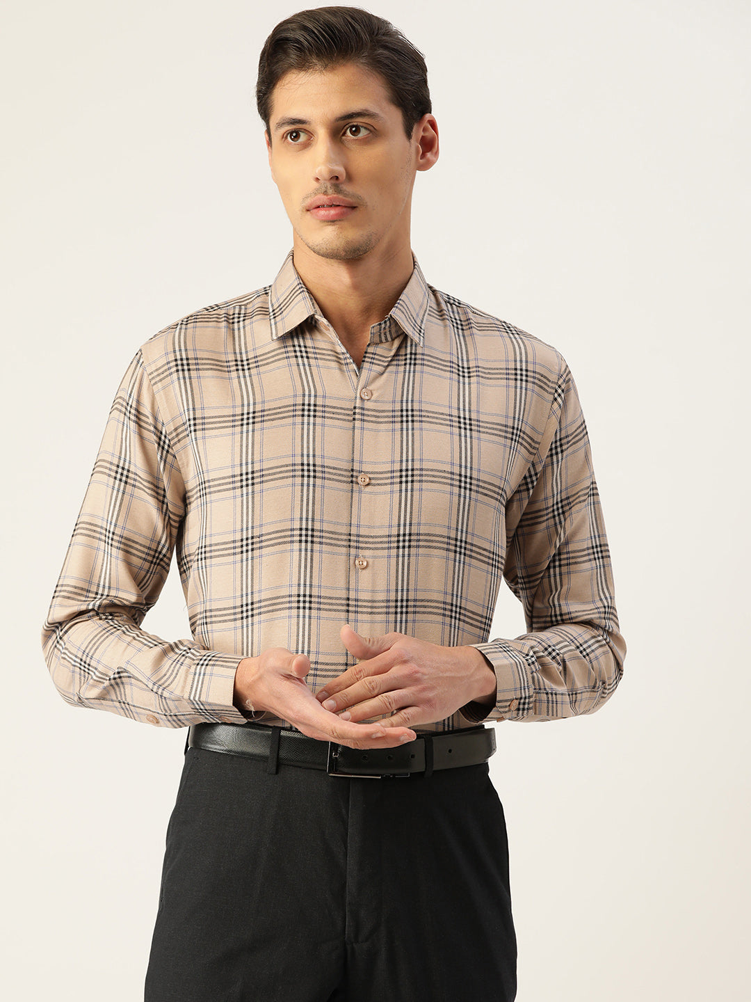 Jainish Men's Cotton Checked Formal Shirts