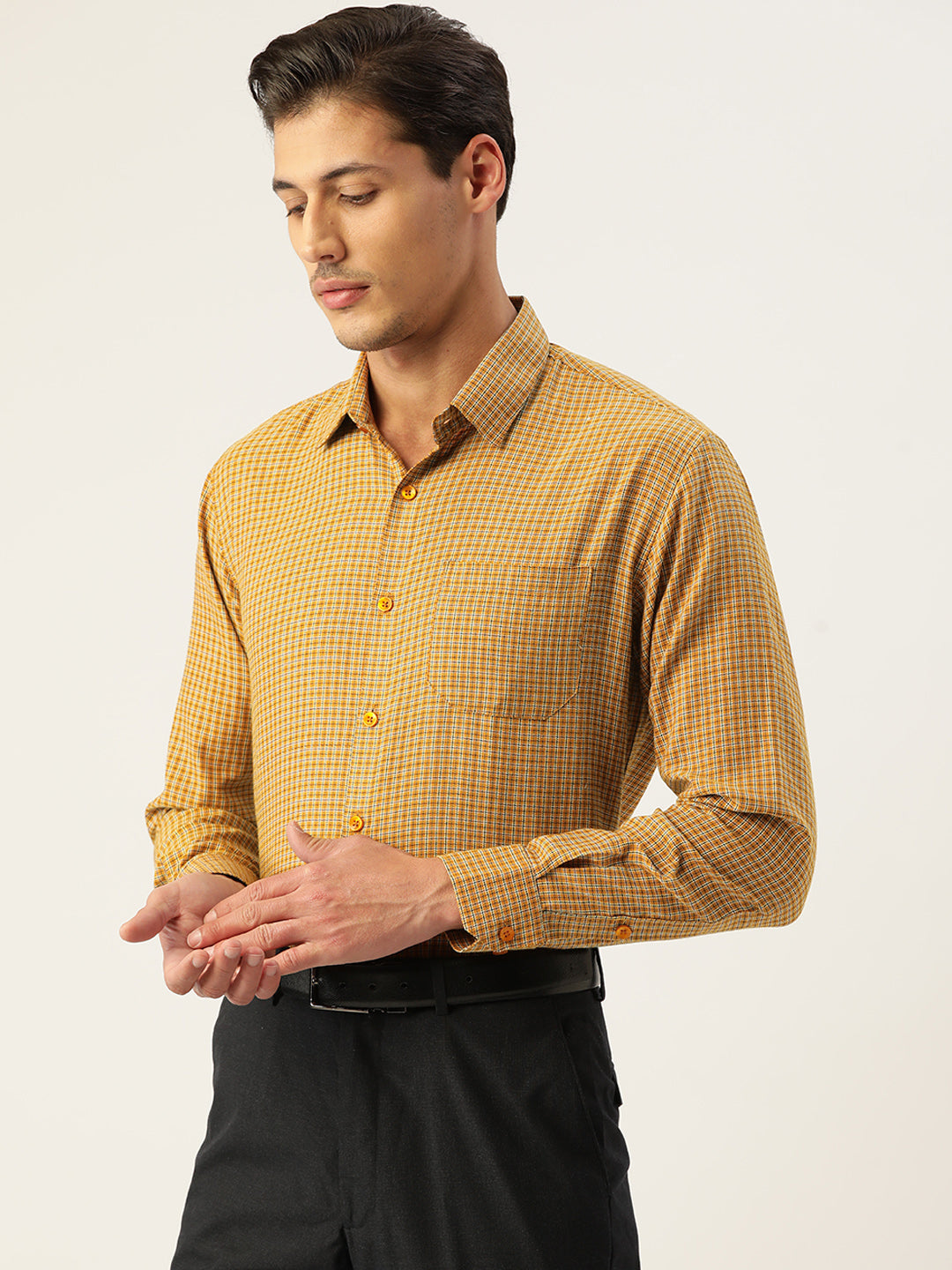 Jainish Men's Cotton Checked Formal Shirts