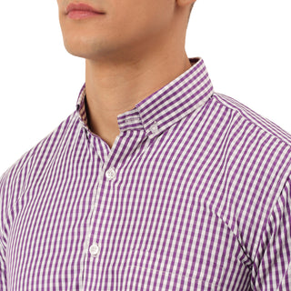 Indian Needle Men's Cotton Checked Button Down Collar Formal Shirts