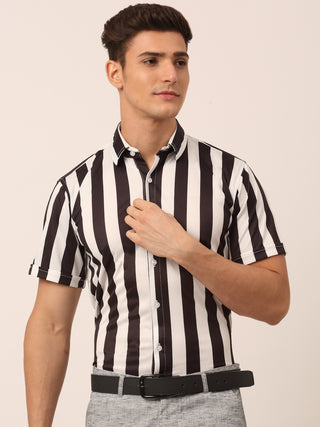 Indian Needle Men's Lycra Striped Half Sleeve Formal Shirts