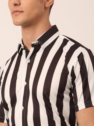 Indian Needle Men's Lycra Striped Half Sleeve Formal Shirts