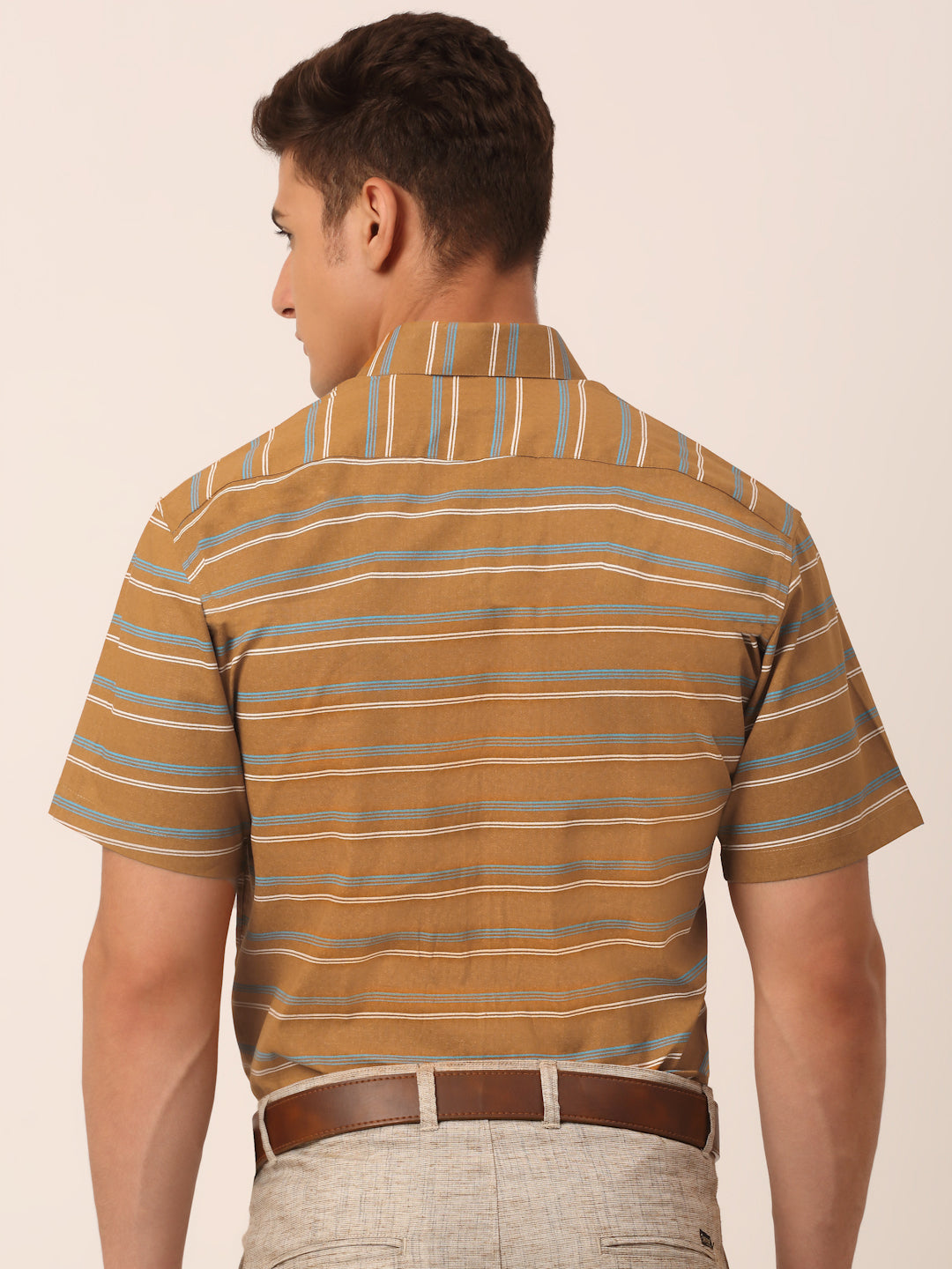 Jainish Men's Cotton Striped Half Sleeve Formal Shirts