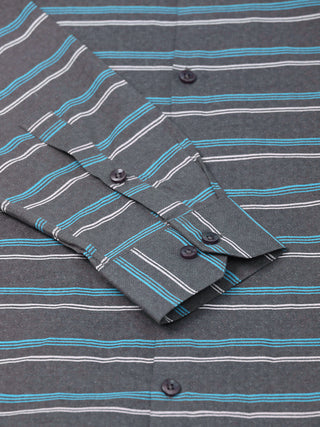 Indian Needle Men's  Cotton Striped Formal Shirts