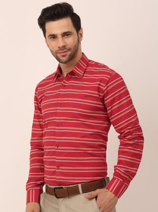 Indian Needle Men's  Cotton Striped Formal Shirts