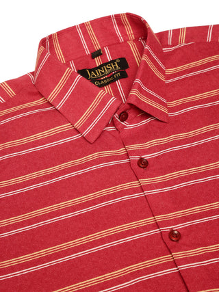 Indian Needle Men's  Cotton Striped Formal Shirts