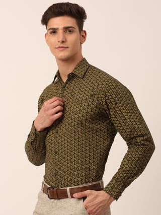 Indian Needle Men's  Cotton Printed Formal Shirts